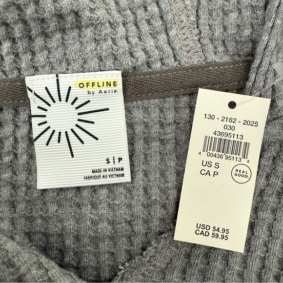 Women’s OFFLINE By Aerie Wow! Waffle Knit Hoodie Pullover Lounge Top Size Small - Picture 10 of 16